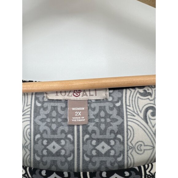 Roz & Ali Paisley Print Tunic top shirt size  2X  3/4 Sleeve Scoop Neck plus - Picture 2 of 4